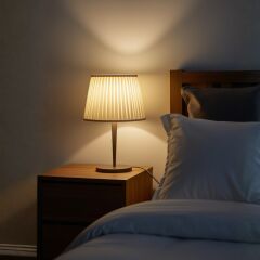 Kael Bej Gövde Krem Başlık Dekoratif Abajur