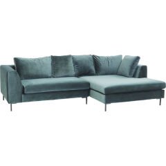 Gianni Velvet Koyu Yeşil Siyah Sağ Köşe Koltuk