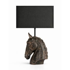 Horse Eskitme Siyah Gövde Siyah Başlık Dekroatif Abajur