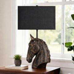 Horse Eskitme Siyah Gövde Siyah Başlık Dekroatif Abajur