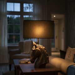 Horse Eskitme Siyah Gövde Siyah Başlık Dekroatif Abajur