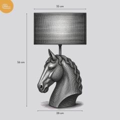 Horse Eskitme Siyah Gövde Siyah Başlık Dekroatif Abajur