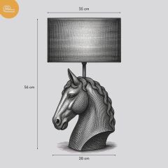 Horse Eskitme Siyah Gövde Siyah Başlık Dekroatif Abajur