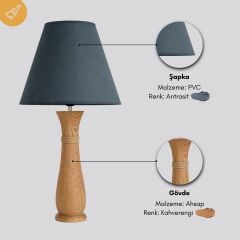 Levan Kahverengi Gövde Antrasit Başlık Dekoratif Abajur