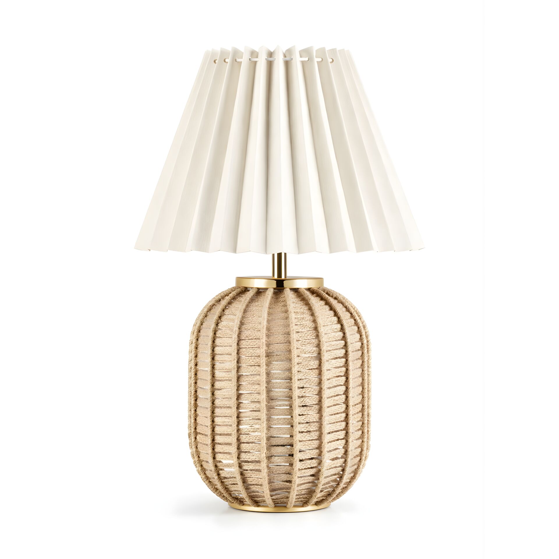 Dore Bej Gövde Krem Başlık Dekoratif Abajur