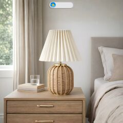 Dore Bej Gövde Krem Başlık Dekoratif Abajur