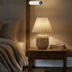 Dore Bej Gövde Krem Başlık Dekoratif Abajur