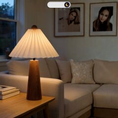 Elara Kahverengi Gövde Krem Başlık Dekoratif Abajur