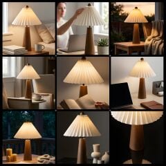 Elara Kahverengi Gövde Krem Başlık Dekoratif Abajur