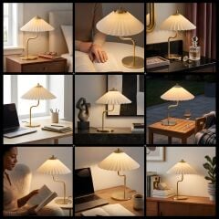 Avelis Gold Gövde Krem Başlık Dekoratif Abajur