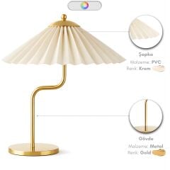 Avelis Gold Gövde Krem Başlık Dekoratif Abajur