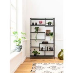 Loft Siyah Toz Boyalı Çelik Duvar Rafı