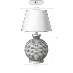 Vitar Bej Gövde Krem Başlık Dekoratif Rattan Abajur