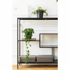 Loft Siyah Toz Boyalı Çelik Duvar Rafı