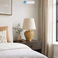 Hera Kahverengi Gövde Krem Başlık Dekoratif Rattan Abajur