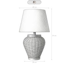 Hera Kahverengi Gövde Krem Başlık Dekoratif Rattan Abajur