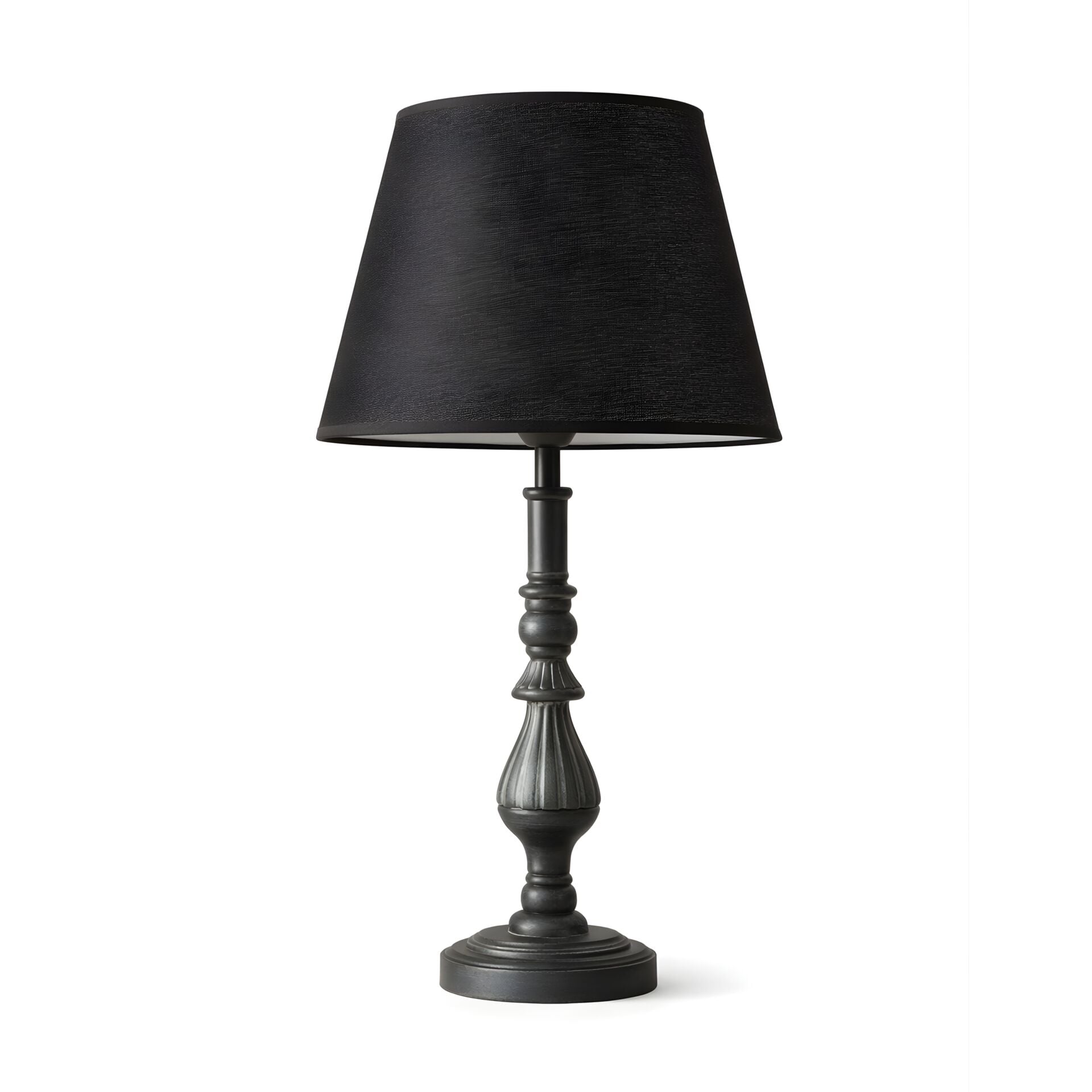 Olin Eskitme Gri Gövde Siyah Başlık Dekoratif  Abajur