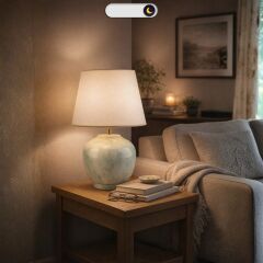 Noven Su Yeşili Gövde Krem Başlık Dekoratif Abajur