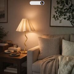 Loren Gold Gövde Krem Başlık Dekoratif Abajur