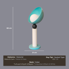 Cosmo Turkuaz Masa Lambası