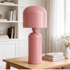 Penta Toz Pembe Gövde Toz Pembe Başlık Dekoratif Abajur