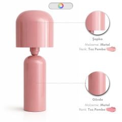 Penta Toz Pembe Gövde Toz Pembe Başlık Dekoratif Abajur