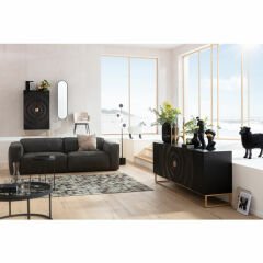 Sofa Henry 3 Seater Leather Grey Kanepe