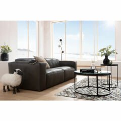 Sofa Henry 3 Seater Leather Grey Kanepe