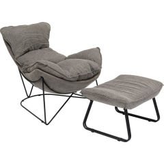 Armchair With Stool Snuggle Grey Tabureli Berjer
