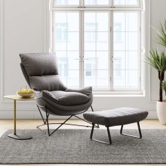 Armchair With Stool Snuggle Grey Tabureli Berjer