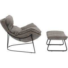 Armchair With Stool Snuggle Grey Tabureli Berjer