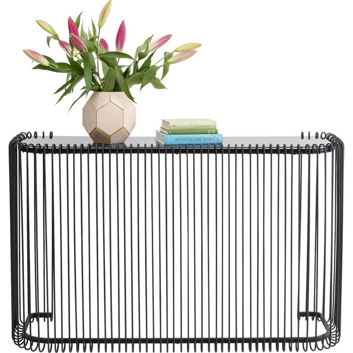 Console Wire Glass Black Yemek Masası