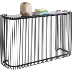 Console Wire Glass Black Yemek Masası