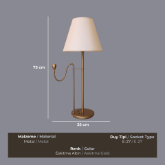 Duetto Eskitme Gold  Okuma Lambalı Abajur