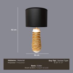 Opulence Krem Gold Abajur