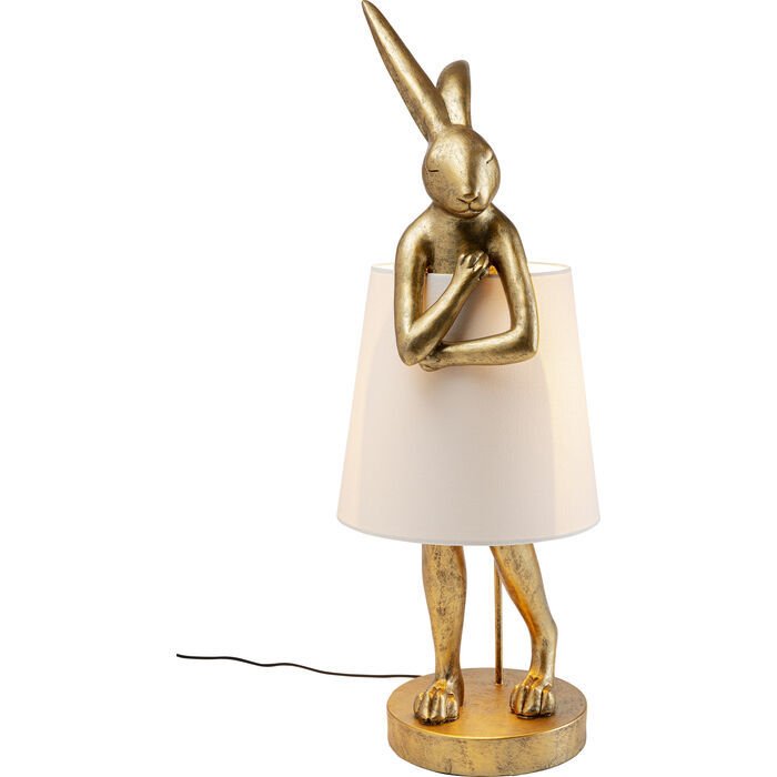 Animal Rabbit Gold White Poliresin Masa Lambası