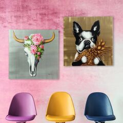 Dog with Pineapple Touched Resim 80x80cm