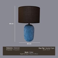 Velour Mavi Abajur