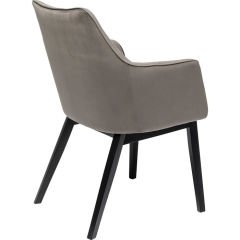 Armrest Modino Gri Kadife Sandalye