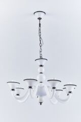 8 Kollu Cam Avize Siyah Beyaz