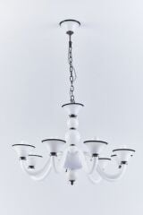 8 Kollu Cam Avize Siyah Beyaz