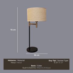 Sfera Siyah Eskitme Abajur