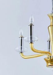 5 Kollu Cam Gövde Avize Bal Rengi