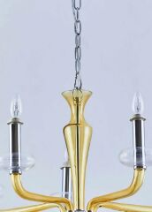 5 Kollu Cam Gövde Avize Bal Rengi