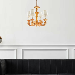 4 Kollu Şapkalı Avize Gold Metal