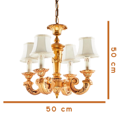 4 Kollu Şapkalı Avize Gold Metal