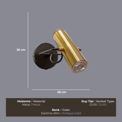 Elsia Eskitme Gold Oynar Başlı Aplik