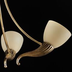 4 Kollu Camlı Avize Metal Gövdeli Gold Beyaz 4728