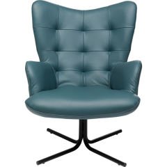 Swivel Armchair Oscar Leather Blue Berjer