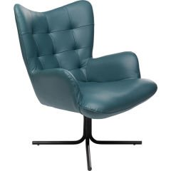 Swivel Armchair Oscar Leather Blue Berjer